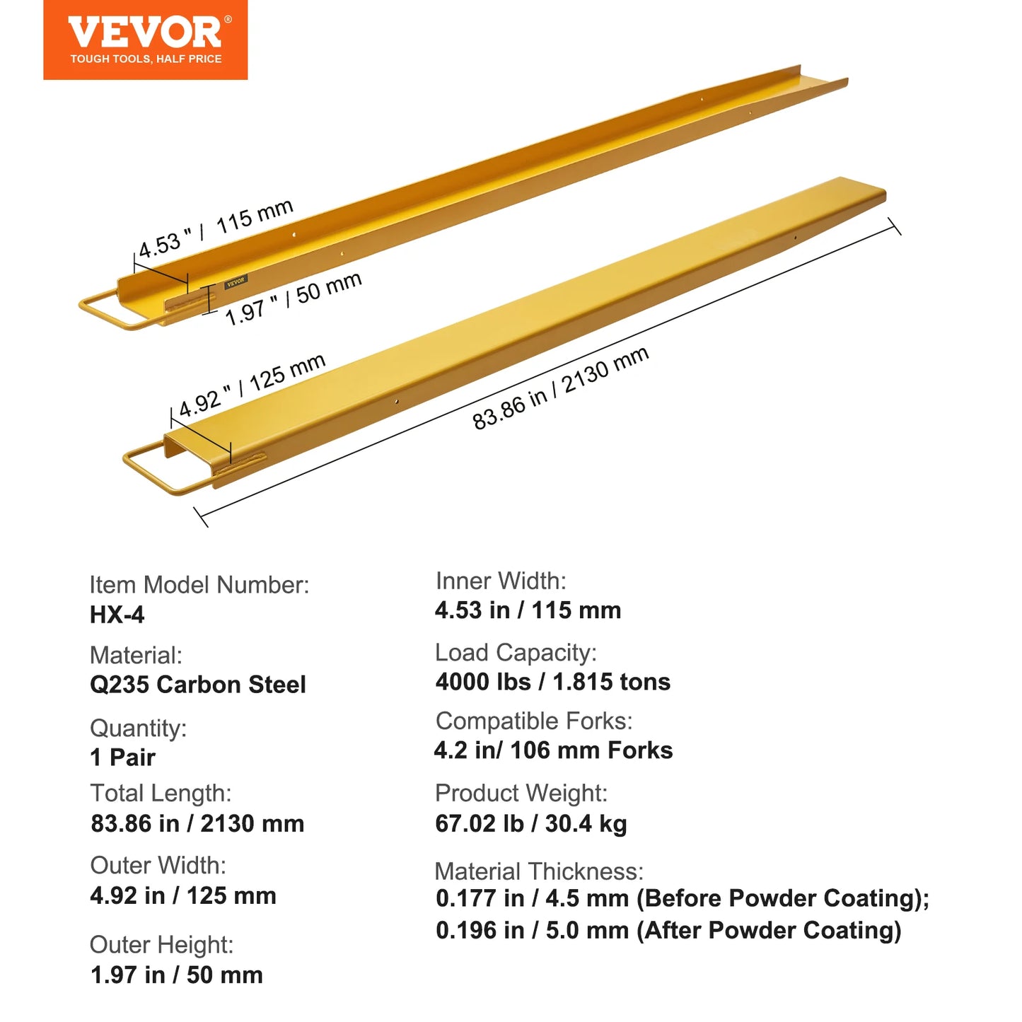 VEVOR Pallet Fork Extensions (60-96 in)