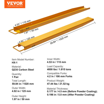 VEVOR Pallet Fork Extensions (60-96 in)